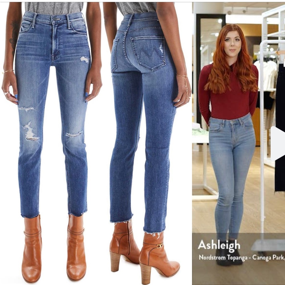 MOTHER The Mid Rise Dazzler Ankle Fray Jeans